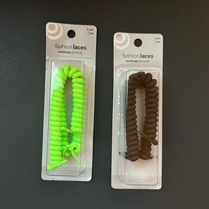 NEW Fashion Shoe No Tie Laces. 2 pair. Black and Green